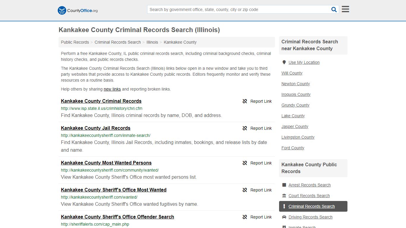 Kankakee County Criminal Records Search (Illinois) - County Office