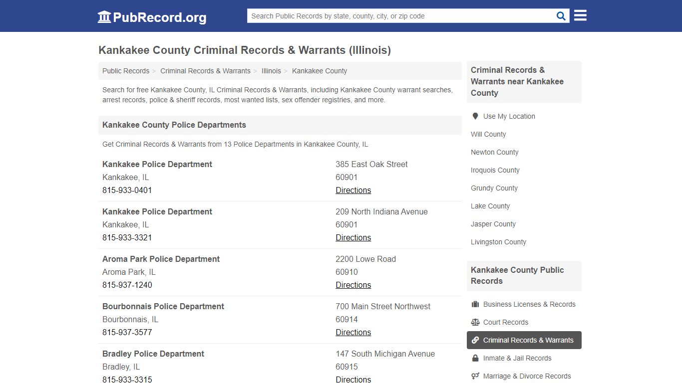 Kankakee County Criminal Records & Warrants (Illinois)